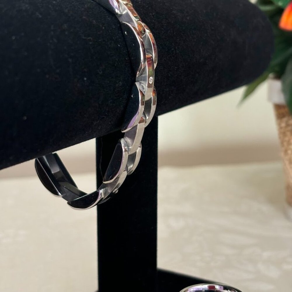 Sterling Silver (925) Bracelet (8") and Ring (9.5) with Moissanite Stones - Picture 11 of 16
